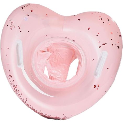 Bouée gonflable portable en forme de cœur avec poignée, bouée de natation gonflable pour bébé, jouet aquatique pour une baignade sûre et confortable (1/3)