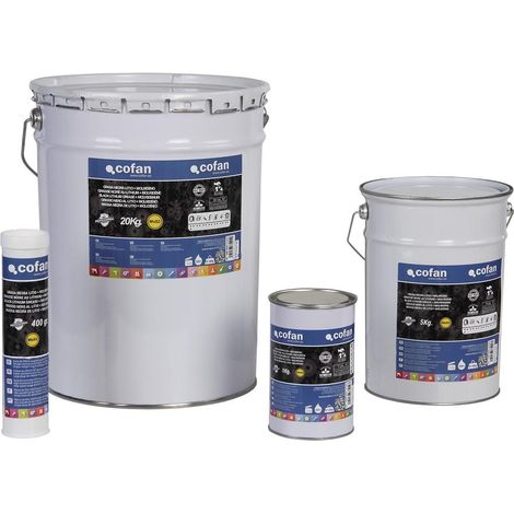 COFAN grasa negra litio+molibdeno envase 5 kg , Excelente relación calidad y rendimiento. Apta para mecanismos de cobre y sus aleaciones. Excelente bombeabilidad para mecanismos co