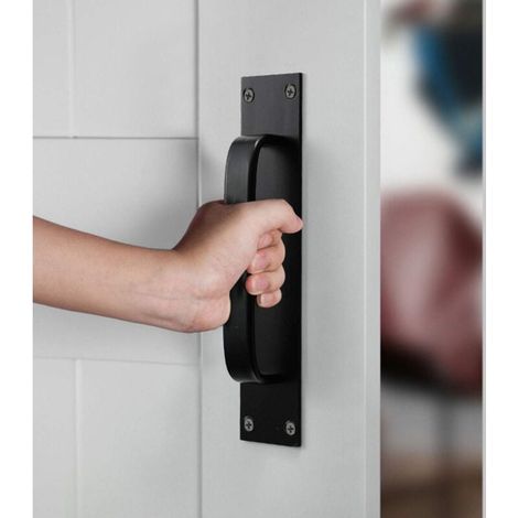 Manija de puerta corrediza, manija de gabinete de puerta, manija decorativa, para puerta exterior pesada, puerta interior, puerta de garaje, gabinete (negro) (1/4)