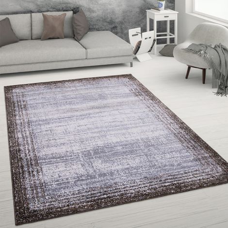 Paco Home Teppich Wohnzimmer Kurzflor Abstrakter Used-Look Vintage Stil Modern 160x220 cm, Braun