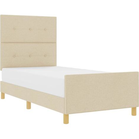 Cadre de lit avec tête de lit, beige, 100 x 200 cm, tissu. (1/5)