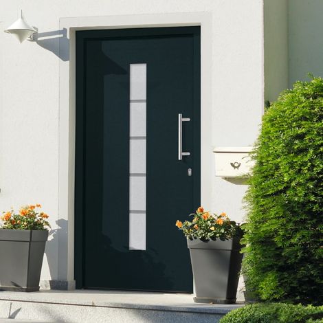 Porte d'entrée Aluminium et PVC Anthracite 100x200 cm