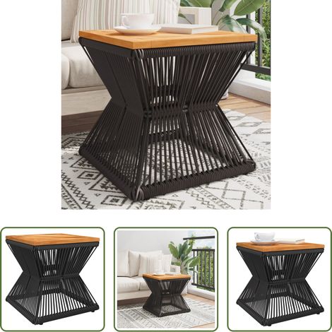 Bois d'acacia -  Table basse avec base en fil de fer noir bois d'acacia massif (1/5)