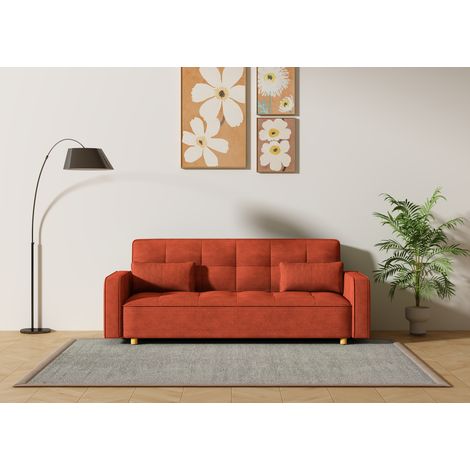 Divano scandinavo trasformabile a 3 posti in velluto a coste terracotta COPENHAGUE (1/5)