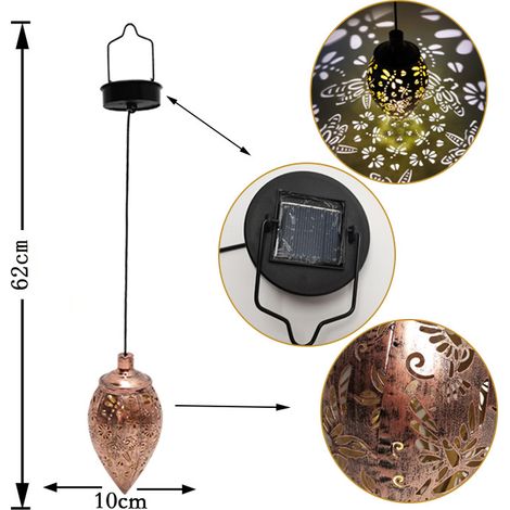 Lanterne Solaire Exterieur, IP65 Étanche Métal LED Vintage Lampes Solaires Exterieur à Suspendre (1/5)