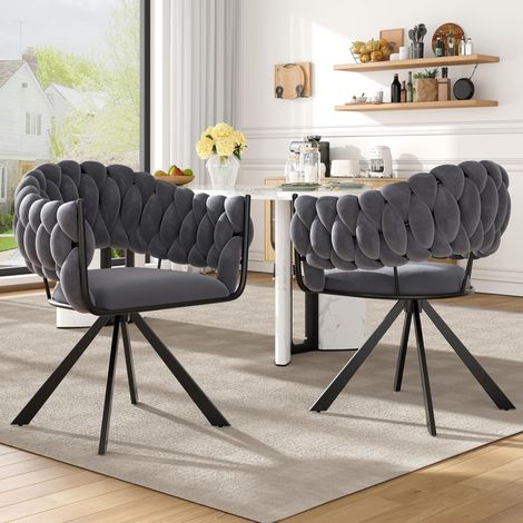 Tissu velours de haute qualité (2 pièces), chaise de salle à manger, de coiffeuse, de chaise moderne chaise ergonomique, réglables, gris