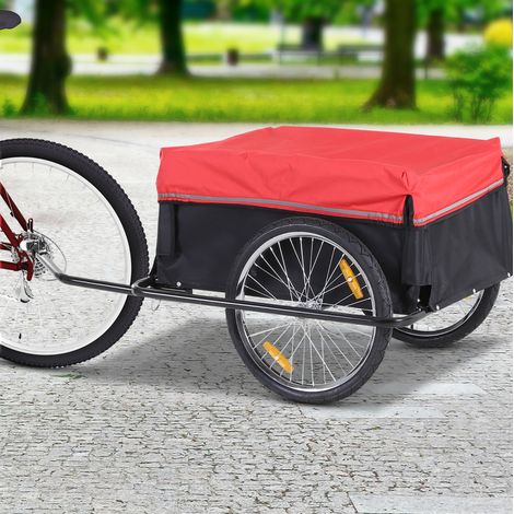 Remorque de vélo cargo 2 roues, noire, acier et Oxford, max. 40 kg (1/5)