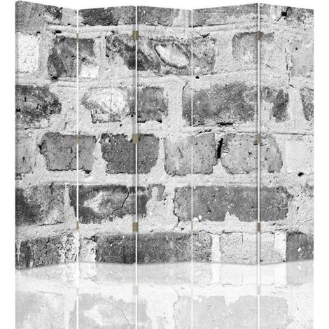 Paravento bilaterale, Parete di mattoni in grigio - 180x170 (1/5)