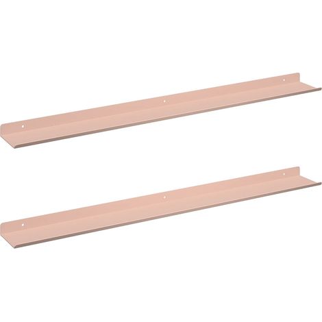 Mensola sospesa A parete 2 pcs Rosa 80 x 9 x 2,5 cm Acciaio vidaXL