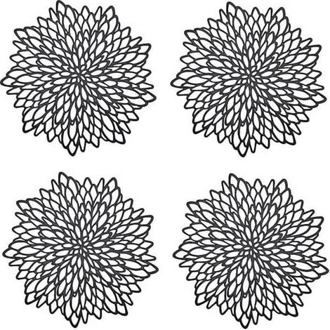 Set de table noir - Non spécifié - Rond - PVC - Lot de 4 - 38 cm - Noir (1/4)