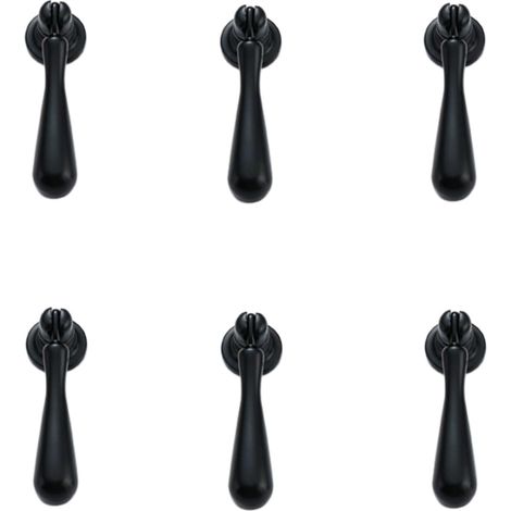 6 pomos para armario, de aleación de zinc, con un solo orificio, para puerta de armario, cajón, color negro, 70 x 18 mm