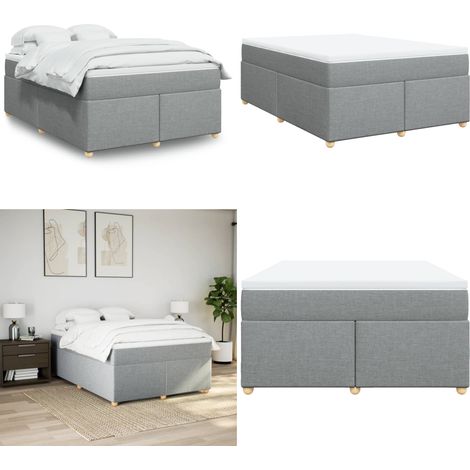 vidaXL Boxspringbett mit Matratze Hellgrau 160x200 cm Stoff (1/5)