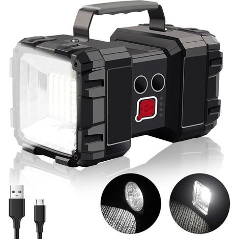 Wiederaufladbare LED-Taschenlampe mit 10000 mAh, 1200 lm, extrem langer Standby-Zeit, hoher Leistung, wasserdichter Campinglaterne, 7 Modi, superheller LED-Suchscheinwerfer mit USB-Powerbank-Ausgang [ (1/5)