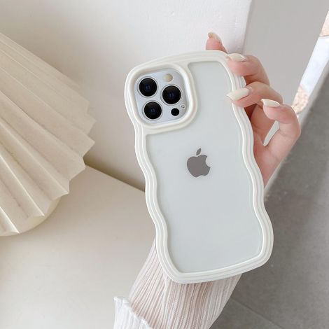 Compatible avec iPhone 15 Pro Max Étui, Coque de Protection Transparente Esthétique pour Femme Fille Design Vague Mignonne Housse Fine pour iPhone 15 Pro Max Case - Blanc (1/5)