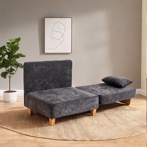 Fauteuil convertible 2-en-1 en tissu gris foncé avec fonction lit (1/5)
