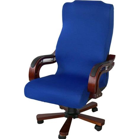 Fauteuil de bureau housse bleue L, universelle et remplaçable, amovible, pivotante, élastique, couvre-siège pour fauteuil directionnel, assise extensible (1/5)
