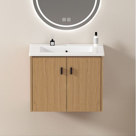 Badezimmerschrank 60 cm mit Stauraum 2 Türen MDF OKMYHOME (1/5)