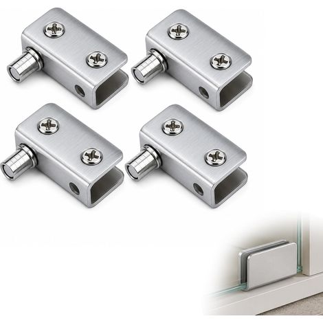 4 Pièces Charnières Porte Verre Pivotantes 90° Sans Perçage 5-8mm (1/5)