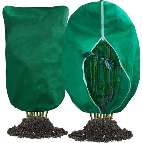 Housse hivernage plante - MICH - 2 pièces - 80x120 cm - Vert - Cordon de serrage - Fermeture éclair (1/5)