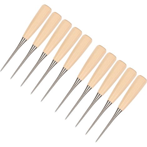 Poinçon de reliure en acier inoxydable avec manche en bois pour couture cuir DIY (1/5)