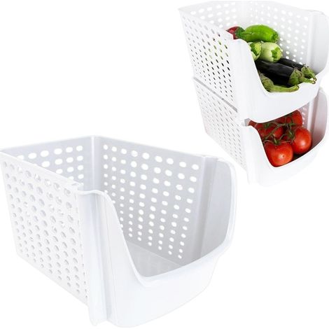 Recipiente para frutas y verduras, blanco, 29 x 21 x 16 cm (1/5)