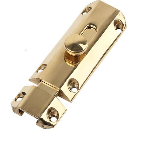 6 Inch Verrou de porte en laiton poli - Verrou de sécurité pour portes coulissantes - Pour salle de bain, chambre à coucher, placards (1/4)