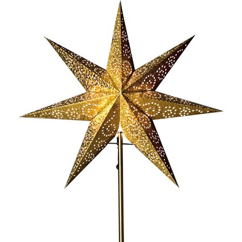 Star Trading Parapluie interchangeable Poinsettia Antique de Star Trading, étoile en papier 3D Noël en or avec ornements, étoile décorative Ø : 48 cm (1/4)