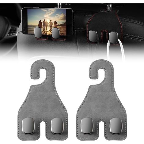 gray 2 Pcs Car Headrest Hooks,Universal Car Seat Back Hooks Holder Car Back Seat Headrest Hook Car Interior Accessories Hanger (1/5)
