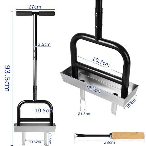 lalago Aérateur de Gazon Core de Pelouse 2 Dents 93cm, Outil d'Aération Manuel du Sol, Pic à Gazon avec Plateau Stockage Noyaux et Outil de Démoulage pour Ameublir Le Sol et Améliorer la Pelouse (1/4)
