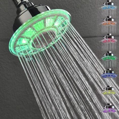 Ducha de lluvia,cabezal de ducha con LED,ducha de lluvia con iluminación LED,cabezal de ducha LED,7 colores,2 configuraciones de ducha (1/5)