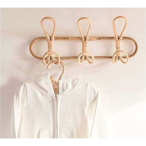 Rattan wall hooks, wall-mounted coat rack, wall hook for children's clothes, hats, and garments (1/4)