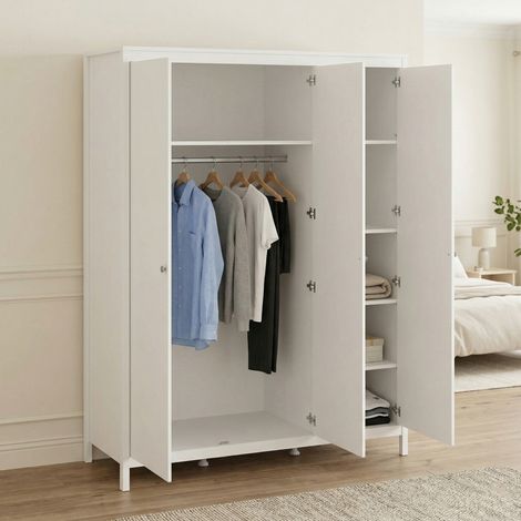Dmora - Armario 3 puertas Conti, Muebles de dormitorio, Vestidor, Armario de ropa, 150x58 h199 cm, Blanco (1/5)
