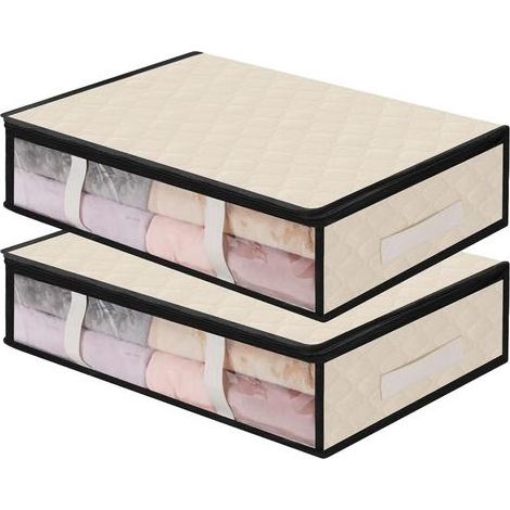Rangement sous le lit – Lot de 4 boîtes avec fenêtre transnte et fermeture éclair (1/5)