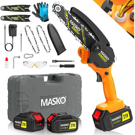 MASKO® Mini tronçonneuse sans fil, 8000 mAh - 8 Zoll, noir / orange (1/5)