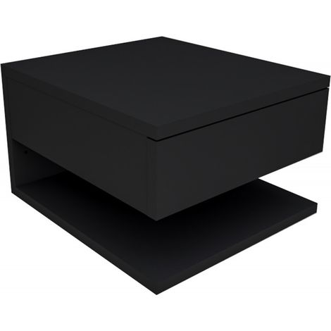 Table de Chevet 1 Tiroir 1 Niche Noire L 30 H 20 P 33.6 cm (1/5)