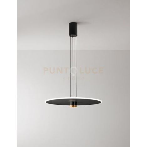 Sospensione Minimal Stream Metallo Nero E Oro Acrilico Led 50W 3000K