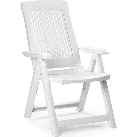 TrAdE Shop Traesio - Sedia Pieghevole Poltrona Bianca Arredo Esterno Da Giardino 60x61x109h Cm 851016 - (1/5)