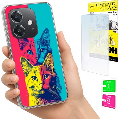 Funda para Oppo A40 / A40m / A60 5G con foto, cubierta trasera con diseño de gatos y cristal. (1/5)