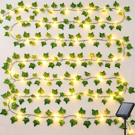Guirlande Lumineuse 10M 100 LED Lierre Artificiel Alimenté par Pile avec Télécommande, 8 Modes Étanche Guirlande Lierre pour Chambre Noël Mariage Intérieure Extérieure Décoration (1/5)