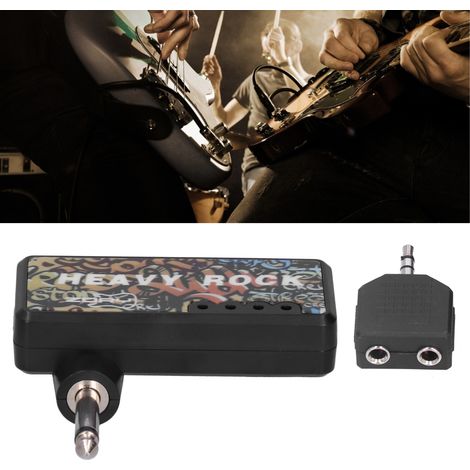 Amplificatore per chitarra elettrica con distorsione (ABS) - Rytone MP Amp con cavo audio USB e adattatore per cuffie [Set amplificatore portatile per chitarra e basso - Batteria al litio da 500 mAh - (1/4)