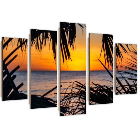 Quadro deco panel 5 parti, Il mare al tramonto - 150x100 (1/5)