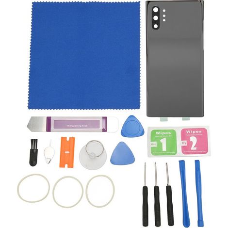 Wasserdichte Rückseitenschutzfolie aus Glas für Galaxy Note 10+ Plus N975 mit Kameralinse und Klebestreifen, schwarz (1/5)