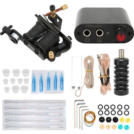 Kit de Tatouage Professionnel - Machine Bobine, Alimentation Universelle 90-265V - Set Démarrage Complet avec Prise UE (1/5)