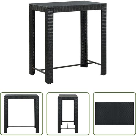 Gartenmöbel - Garten-Bartisch Schwarz 100x60,5x110,5 cm Poly Rattan (1/5)