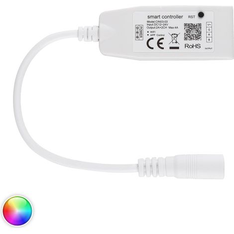Controlador Regulador Mini WiFi Tira LED RGB 12/24V DC Blanco (1/4)