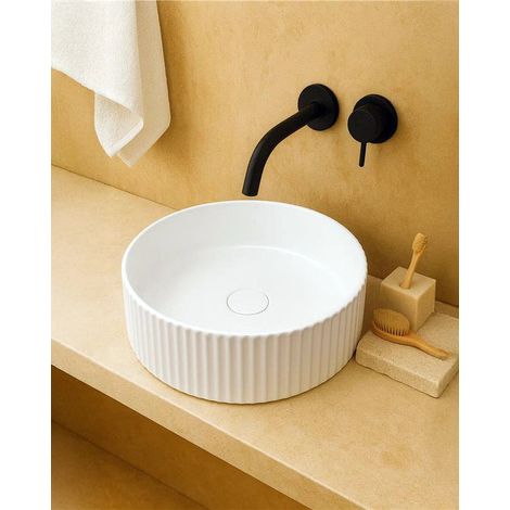 Lavabo 36x11 Roma tondo da appoggio in porcellana bianco lucido (1/3)