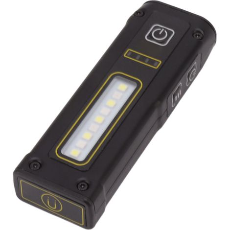 Mini lampe torche à double source lumineuse 800 mAh, rechargeable par USB-C, LED COB portable et réglable avec aimant puissant, noire (1/5)