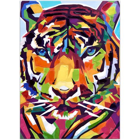 Lienzo TIGRE Grande Pop Art 70 x 50 x 3,5 cm - SpazioLuzio