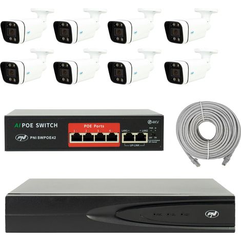 NVR POE - Pacchetto di videosorveglianza 8 telecamere, switch, cavo (1/5)