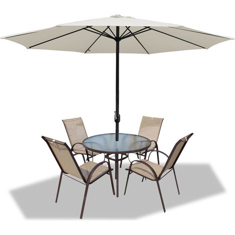 Parasol de jardin - Parasol - Résistantes à Intempéries - Ø 350 cm - Beige, Parasol de plage, Résistant aux UV (1/5)